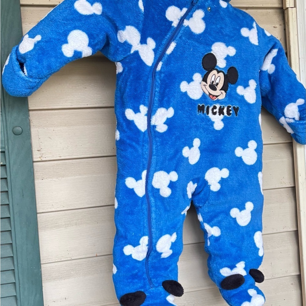 Disney Mickey Mouse Blue and White Kids Footie - Picture 6 of 12
